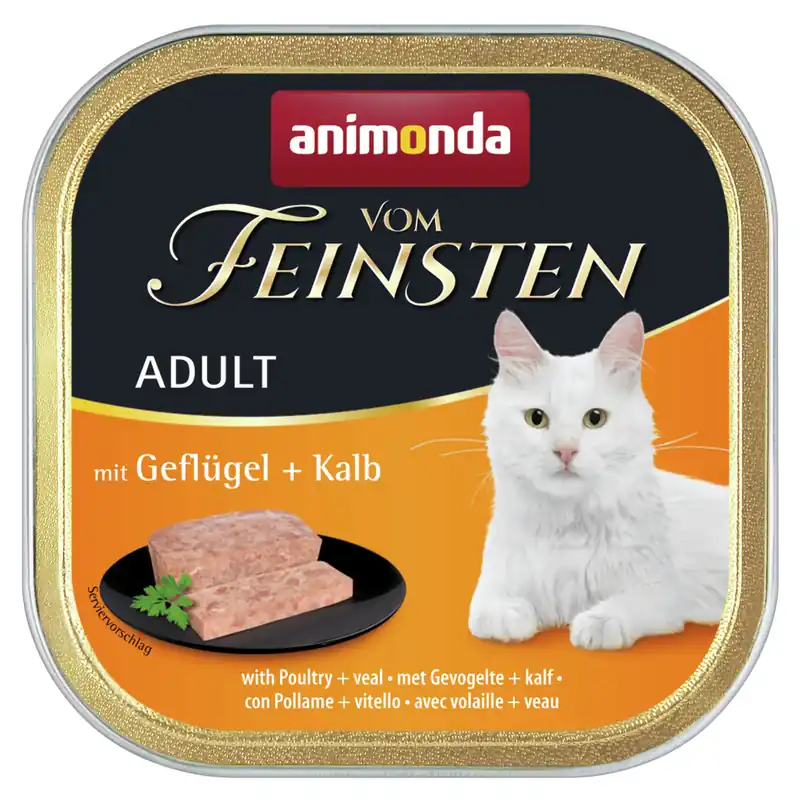 Preisknaller Sparpaket 8 x 100 g Animonda vom Feinsten Adult mit Geflügel & Kalb Katzen Nassfutter
